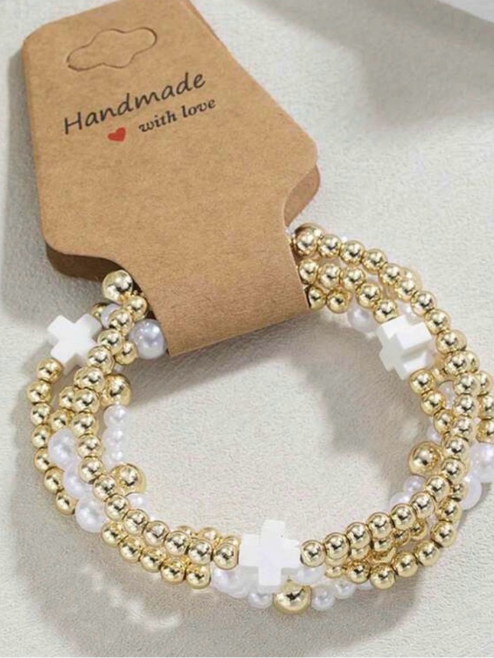 Elegant Gold Signature Cross Stacked Bracelet Set